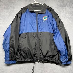 Miami Dolphins Jacket Mens L Black Blue G III & Carl Banks Reversible NFL Y2K